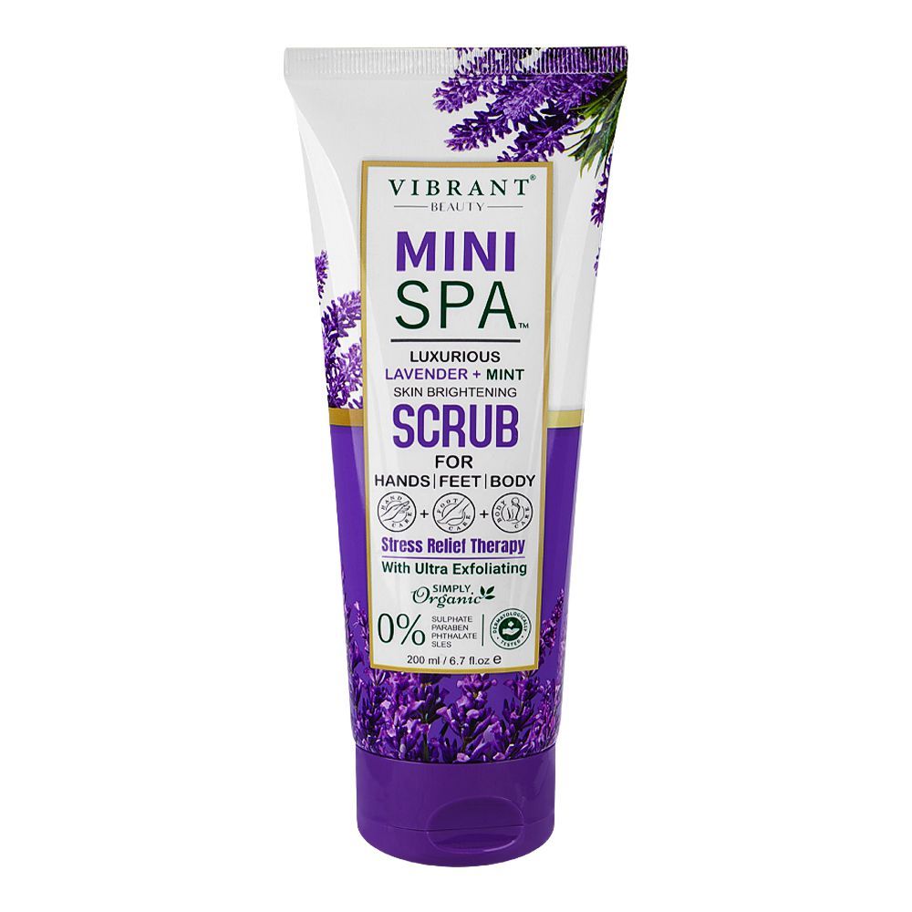 Vibrant Beauty Mini SPA Luxurious Lavender+Mint Skin Brightening Scrub With Ultra Exfoliating (200ml) - Image 3