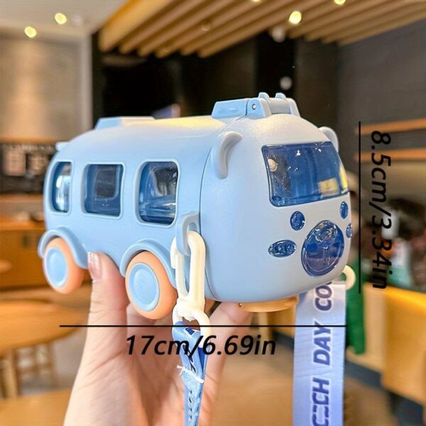 kids Cute Bear Baby Bus Tritan Water Bottle Student School Children Creative Straw Car Water Bottle Cup 500ml (Random Color) - Image 3
