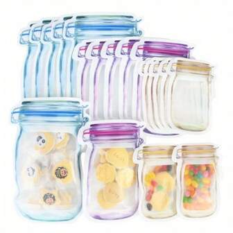 11 Pcs Mason Jar Bags Food Nuts Candy Cookies Ziplock Bags Seal Kitchen Fresh Storage Organizer Bags (mixed size ) - Image 5