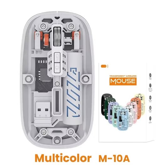 M-10A Transparent Wireless + Bluetooth Dual Mode Rechargeable Mouse | Wireless Transparent Computer Mouse (Random Color)