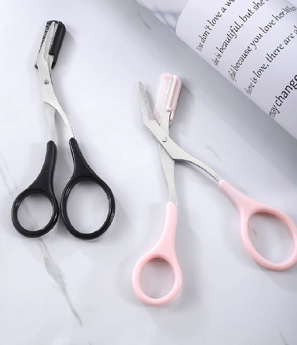 Scissors Eyebrow Trimmer Scissors Comb Stainless Steel Brow Hair Scissors Clips Shaping Grooming Trimmer Makeup Accessories(random color) - Image 17