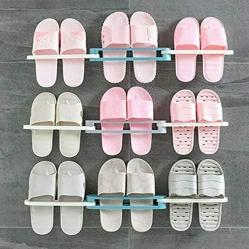 3 In 1 Shoes Rack Wall Mounted Folding Slippers Shoes Bathroom Towel Hanger Organizer Rack in House Shoes Stand Hanging Shelf Rack Holder for Multipurpose use(random color) - Image 4