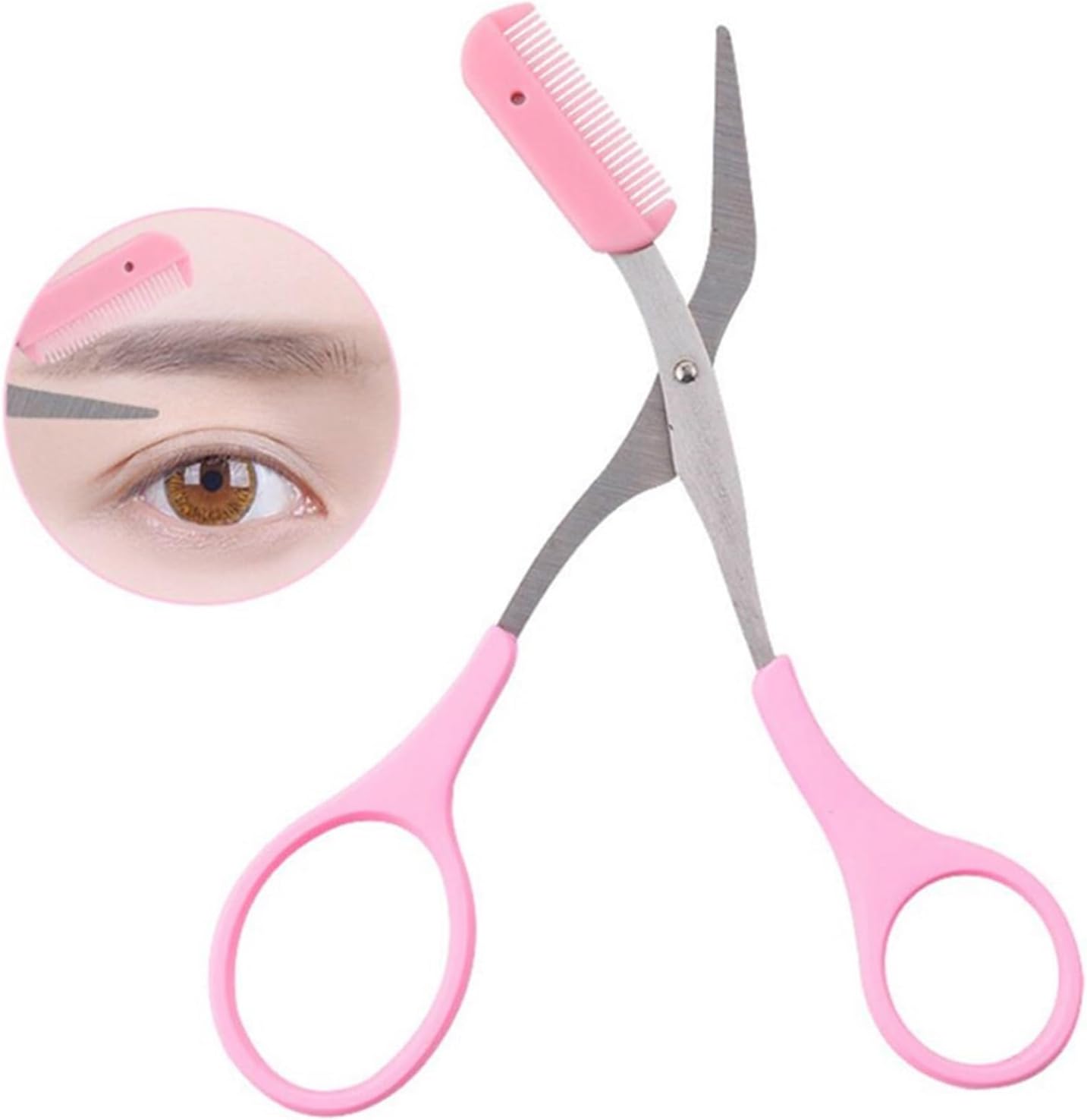 Scissors Eyebrow Trimmer Scissors Comb Stainless Steel Brow Hair Scissors Clips Shaping Grooming Trimmer Makeup Accessories(random color) - Image 12
