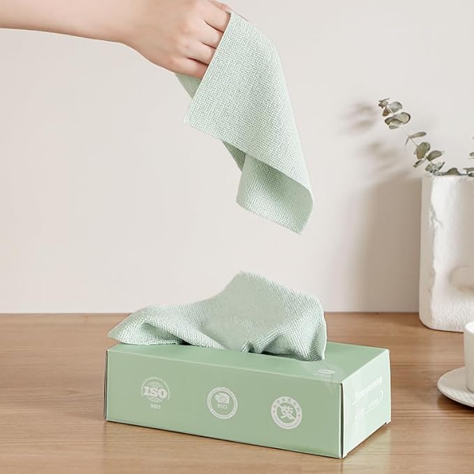 20 Pcs Disposable Cleaning Clothes with Dispenser Box | Cleaning Towels, Microfiber Towel | Reusable Dish Clothes | Lazy Rags Car Wipes | Multi-Purpose Cleaning Clothes (Random Color) - Image 8