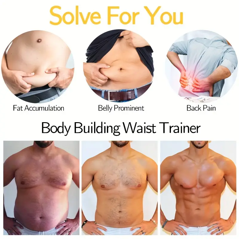 Men's Workout Waist Trainer Tummy Slimming Body Shaper Trimmer Belt Abdomen Shape-wear - Image 5