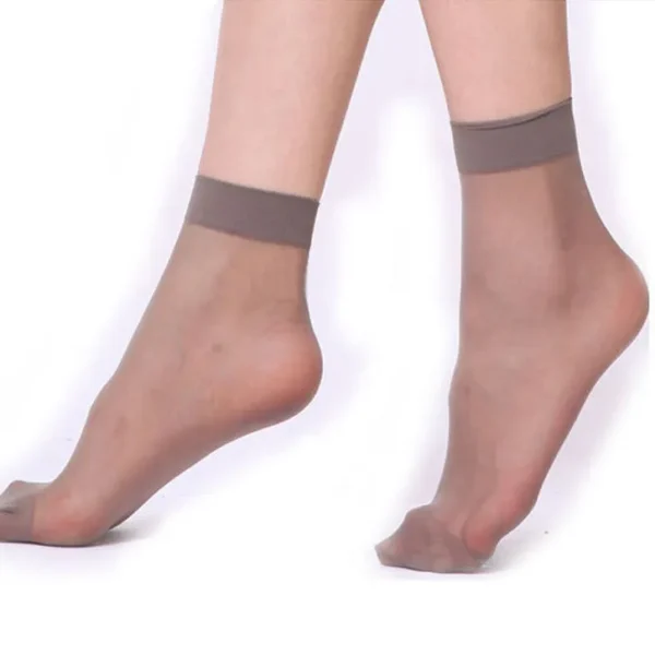 (pair) Female Thin Silk Transparent Sexy Ankle Nylon Socks Set (random color) - Image 4