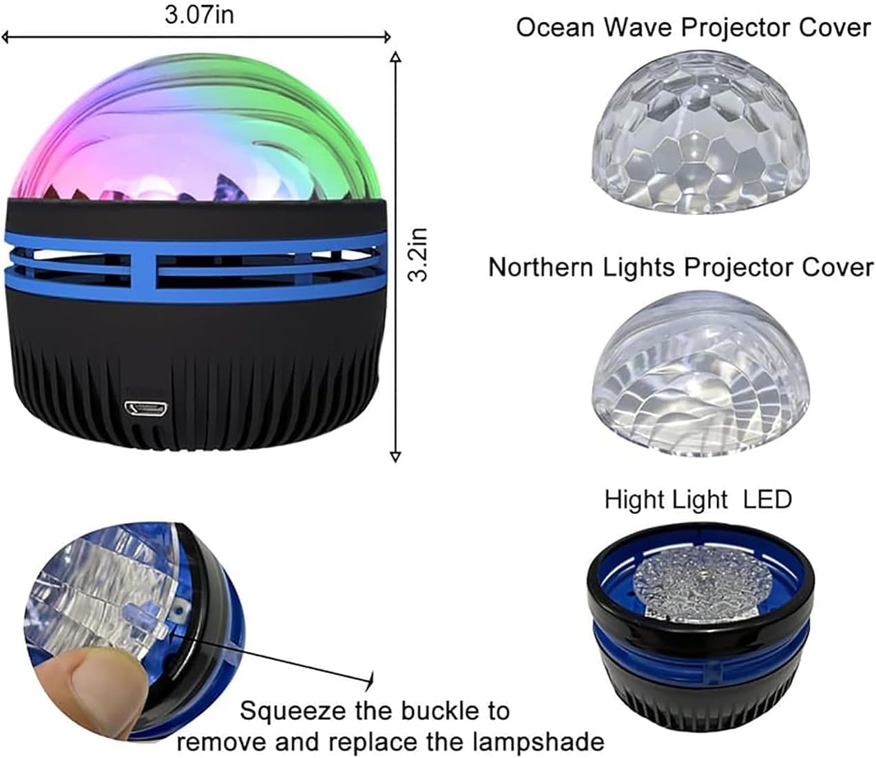 LED Starry Galaxy Projector Night Light Rotating Star Moon Lamp Bedroom Aurora Projector Light Atmosphere Decor Lamps Gift Light ( With Remote ) - Image 11
