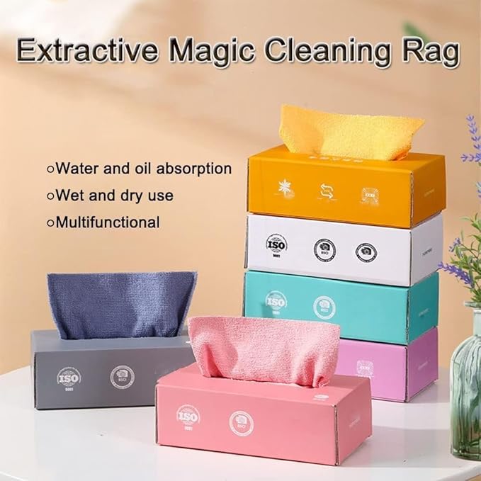 20 Pcs Disposable Cleaning Clothes with Dispenser Box | Cleaning Towels, Microfiber Towel | Reusable Dish Clothes | Lazy Rags Car Wipes | Multi-Purpose Cleaning Clothes (Random Color) - Image 6