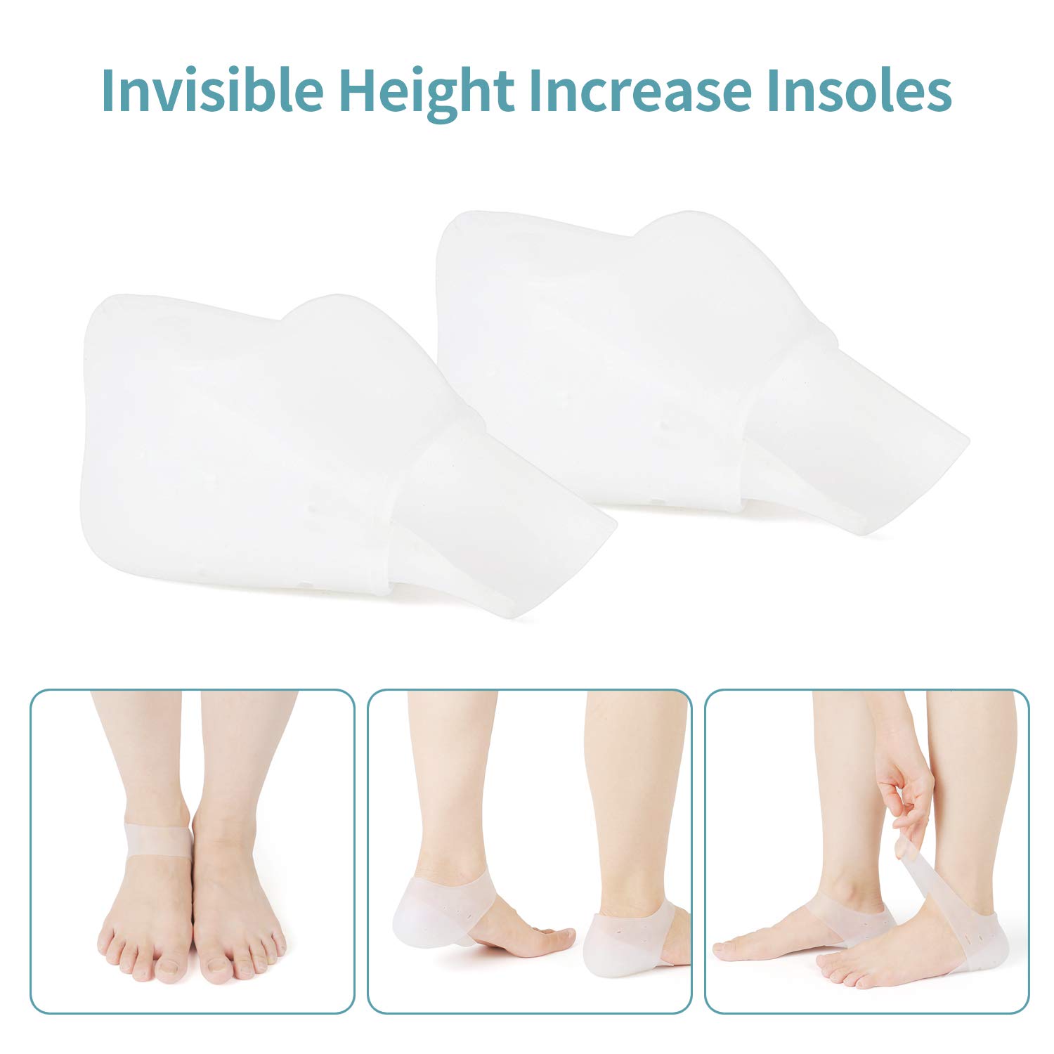Concealed Footbed Enhancers Invisible Height Increase Soft Silicone Heel Insoles Wearable Heel Cushion Inserts - Image 10