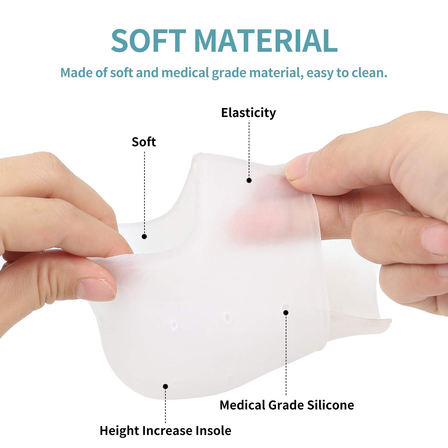 Concealed Footbed Enhancers Invisible Height Increase Soft Silicone Heel Insoles Wearable Heel Cushion Inserts - Image 11