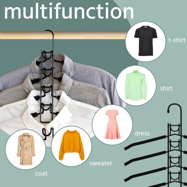 5 in 1 Hangers Space Saving, Heavy Duty Non-Slip Hangers with Padded Foam, Closet Organizer Multipurpose Hanger Organizer - Image 10