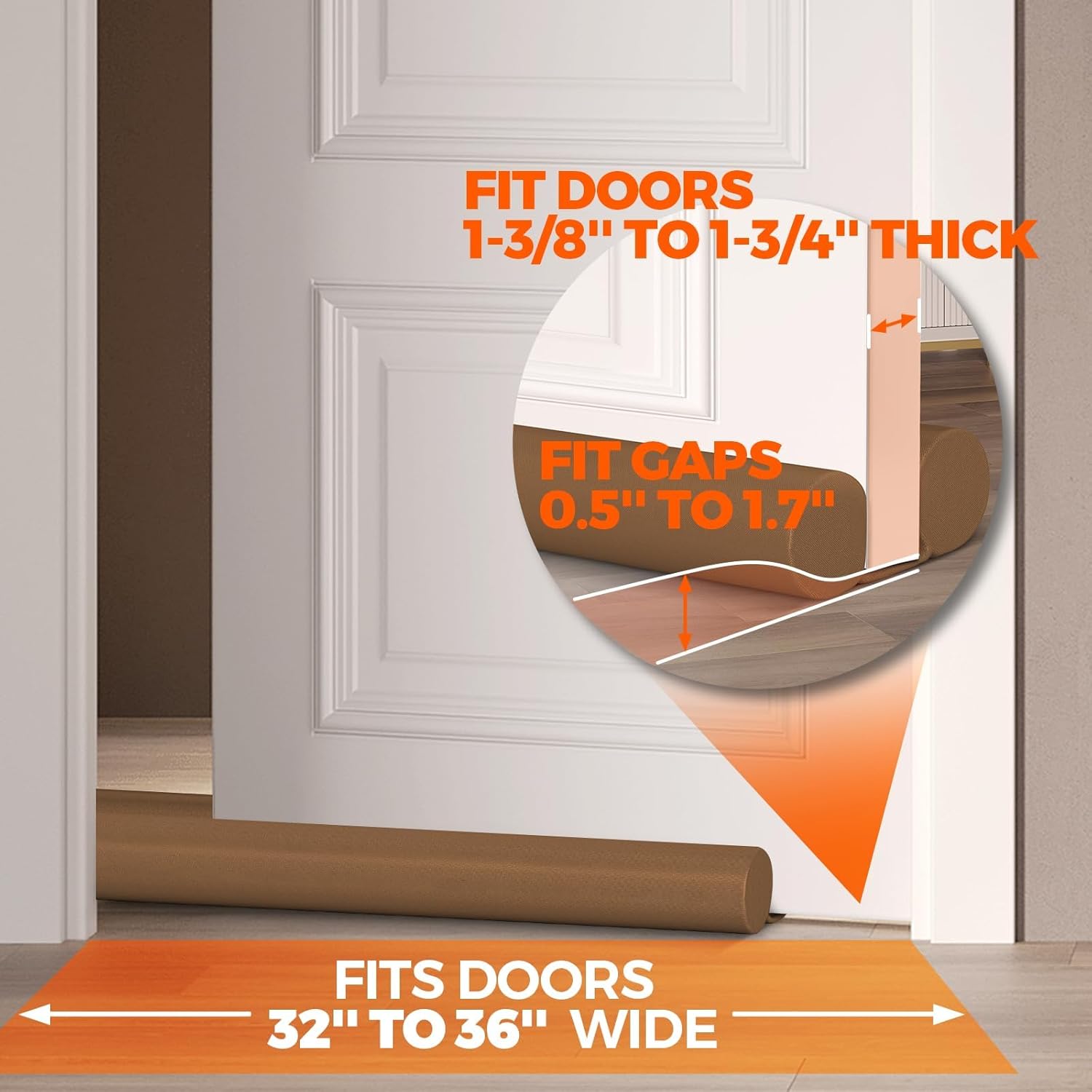 Two-Sided Door Draft Stopper Weather Stripping Window Breeze Blocker Adjustable Door Sweeps, Dark Brown - Image 4