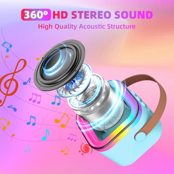 Portable Bluetooth Karaoke Speaker with RGB Lights & Controllable Battery – Mini Loud Speaker for Kids, Girls, and Boys | Perfect Gift for Family Parties and Karaoke Fun ( Without Mic ) - Image 4