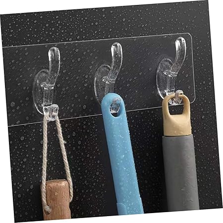 (Pack of 2 ) 6 Row Transparent Wall Hooks Self Adhesive Clothes Coat Door Hanger Towel Key Holder Bathroom Kitchen Storage Sticker Hook - Image 2