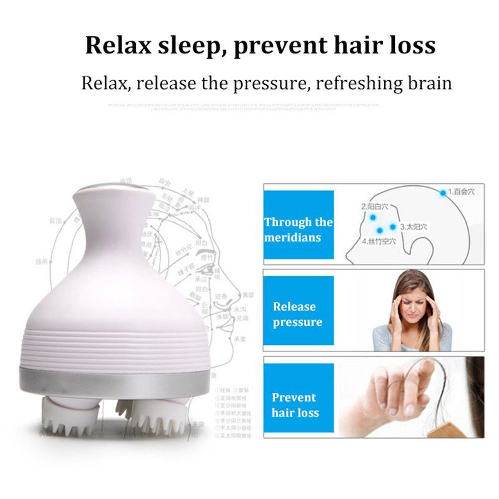 Scalp Massager, Electric Meridian Massage with 4 Moveable Massage Cluster, Rechargeable Portable Washable Head Massager to Relieve Fatigue and Hair Loss ( Random Color ) - Image 3