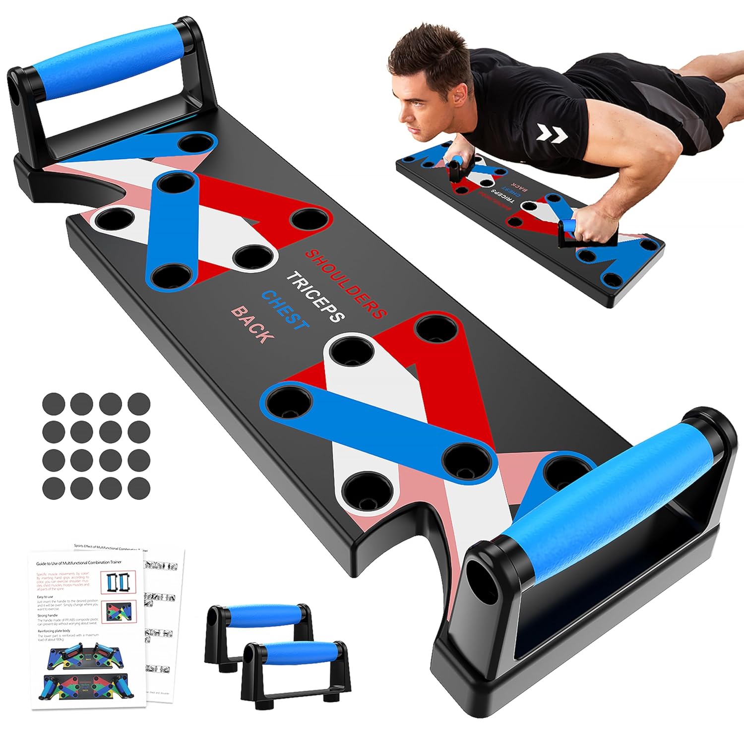 9in1 Foldable Push Up Board Multi Functional Body Building Fitness 9 In 1 Push Up Rack Board System Comprehensive Fitness Exercise Workout Pushup Stands - Image 3