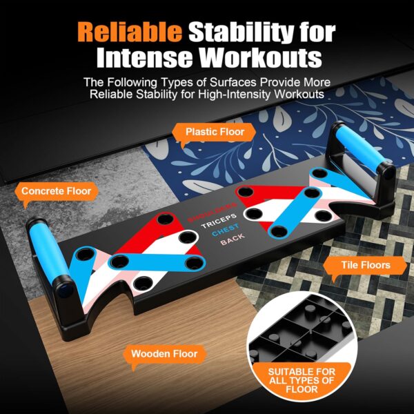 9in1 Foldable Push Up Board Multi Functional Body Building Fitness 9 In 1 Push Up Rack Board System Comprehensive Fitness Exercise Workout Pushup Stands - Image 4