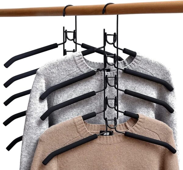 5 in 1 Hangers Space Saving, Heavy Duty Non-Slip Hangers with Padded Foam, Closet Organizer Multipurpose Hanger Organizer - Image 9