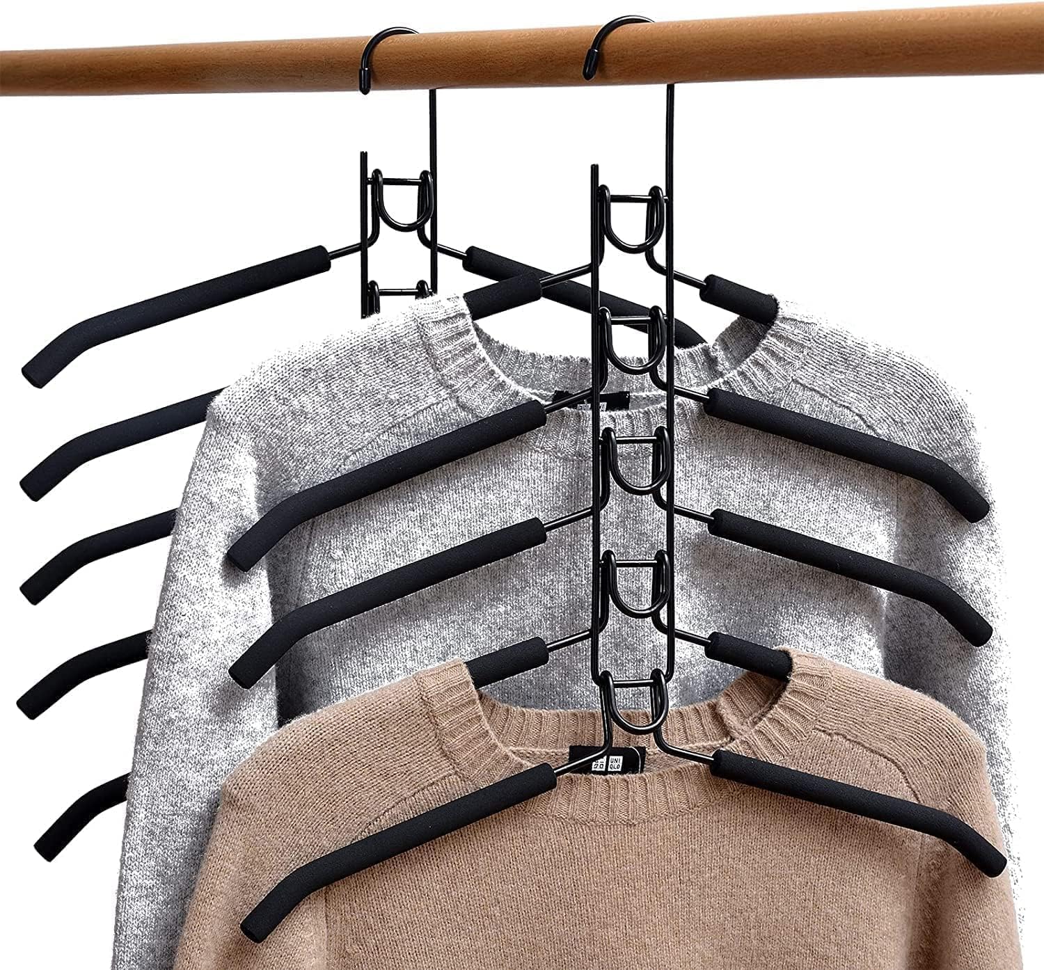 5 in 1 Hangers Space Saving, Heavy Duty Non-Slip Hangers with Padded Foam, Closet Organizer Multipurpose Hanger Organizer - Image 9