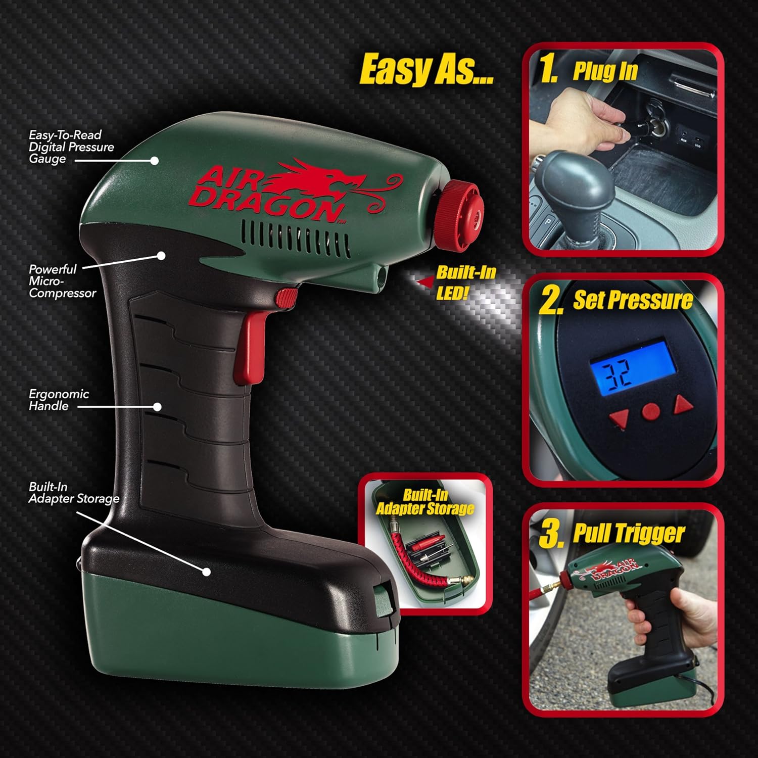 Air Dragon Portable Air Compressor Build in Light Great For Sport Ball, Pool Toys, Air Mattresses - Image 4