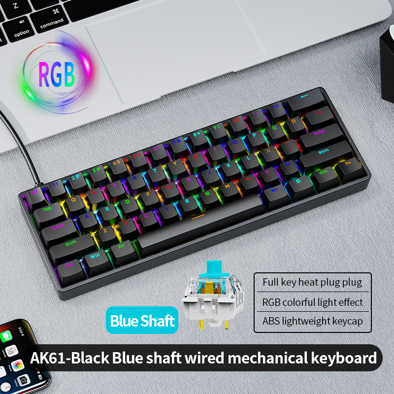 AK61 Wired Mechanical Gaming keyboard Feel Backlight For Pc Desktops Sleek & Durable Design - Image 2