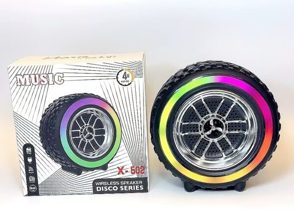 X-502 RGB Wheel-Shaped Wireless Speaker with Subwoofer Portable USB/BT Card Playback for Parties Computer Use - Image 8
