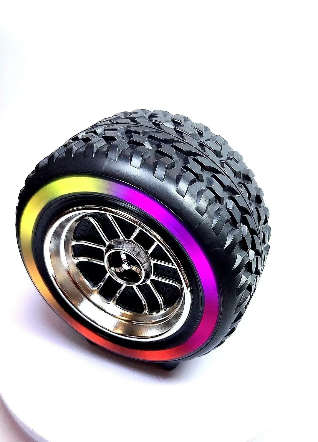 X-502 RGB Wheel-Shaped Wireless Speaker with Subwoofer Portable USB/BT Card Playback for Parties Computer Use - Image 4
