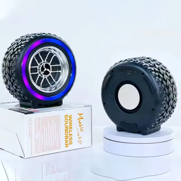 X-502 RGB Wheel-Shaped Wireless Speaker with Subwoofer Portable USB/BT Card Playback for Parties Computer Use - Image 10