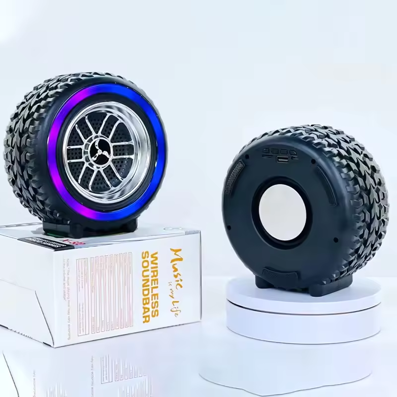X-502 RGB Wheel-Shaped Wireless Speaker with Subwoofer Portable USB/BT Card Playback for Parties Computer Use - Image 10