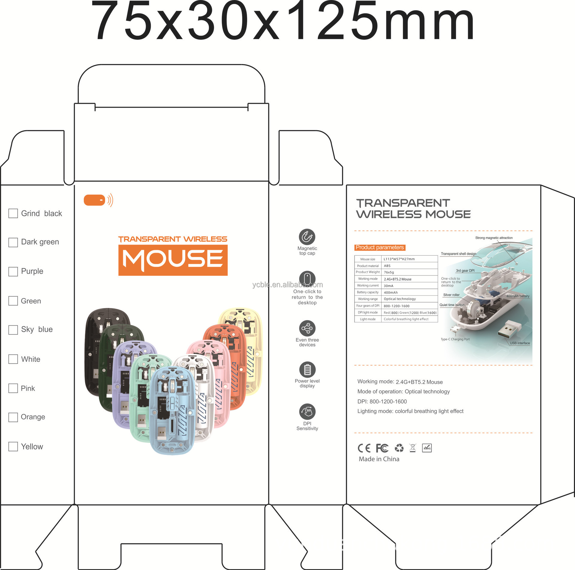 M-10A Transparent Wireless + Bluetooth Dual Mode Rechargeable Mouse | Wireless Transparent Computer Mouse (Random Color) - Image 4