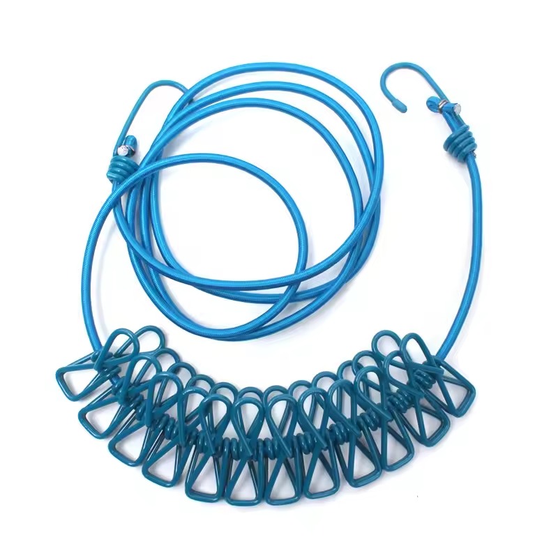 Multi Functional Portable Drying Rope with 12 Clips and 2 Hooks, Travel Clothesline Rope Clothes - Image 3