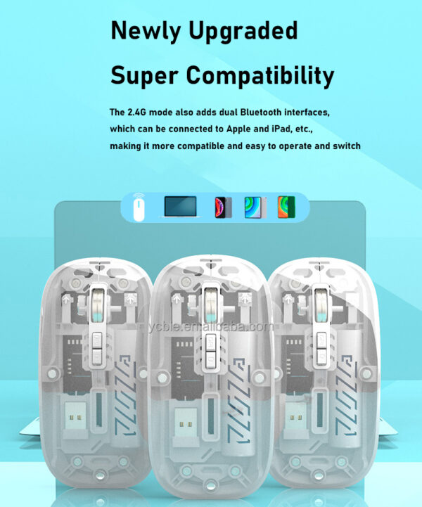 M-10A Transparent Wireless + Bluetooth Dual Mode Rechargeable Mouse | Wireless Transparent Computer Mouse (Random Color) - Image 7