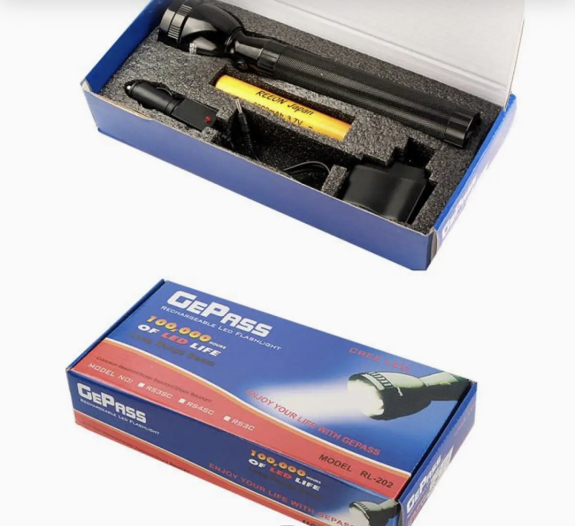 NEW EMERGENCY GePass Rechargeable LED Flashlight, 100,000 Hours of LED Life, Long Range Beam, CREE LED, Outdoor and Indoor Lights, Bright Light, Camping Torch | GeePas RL 601 - Image 3