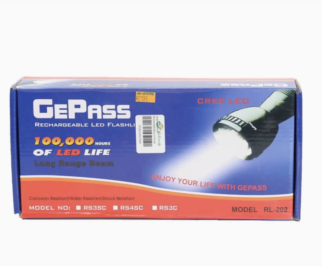 NEW EMERGENCY GePass Rechargeable LED Flashlight, 100,000 Hours of LED Life, Long Range Beam, CREE LED, Outdoor and Indoor Lights, Bright Light, Camping Torch | GeePas RL 601 - Image 5