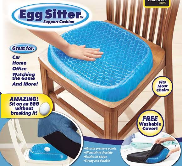 (With black cover) - Non Slip Egg Sitter Gel Seat Cushion Soft Sitting Support Pad Cushion for Car and Office Chair Seat Pads Breathable Honeycomb Bike seat foam