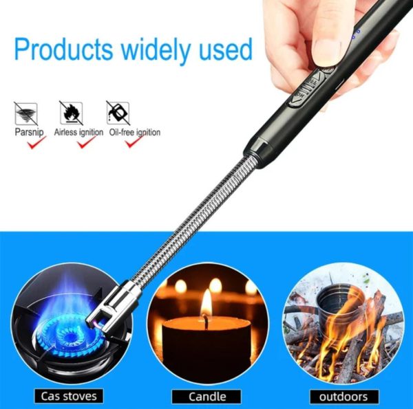Combo Deal Of Gas Saver Burner Stand + USB Rechargeable Arc Lighter | Best Quality Lighter and Gas Saver Burner ( Random Color ) - Image 3