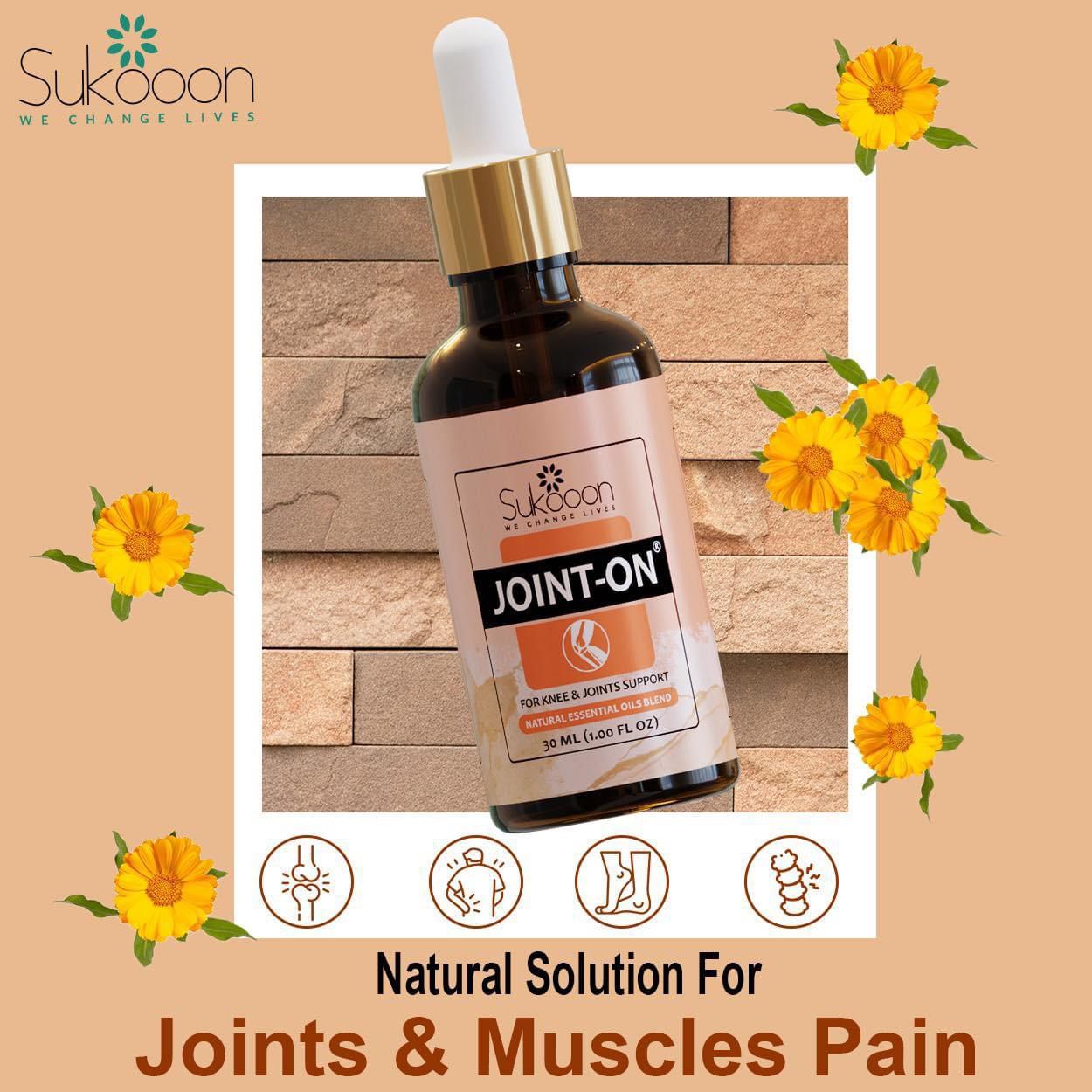 Sukoon Joint On Essential Oil Blend For Pain In Joints, Back Pain, Arthritis Pain, Knee Pain, Tennis Elbow, Strains And Sprains - 30ml