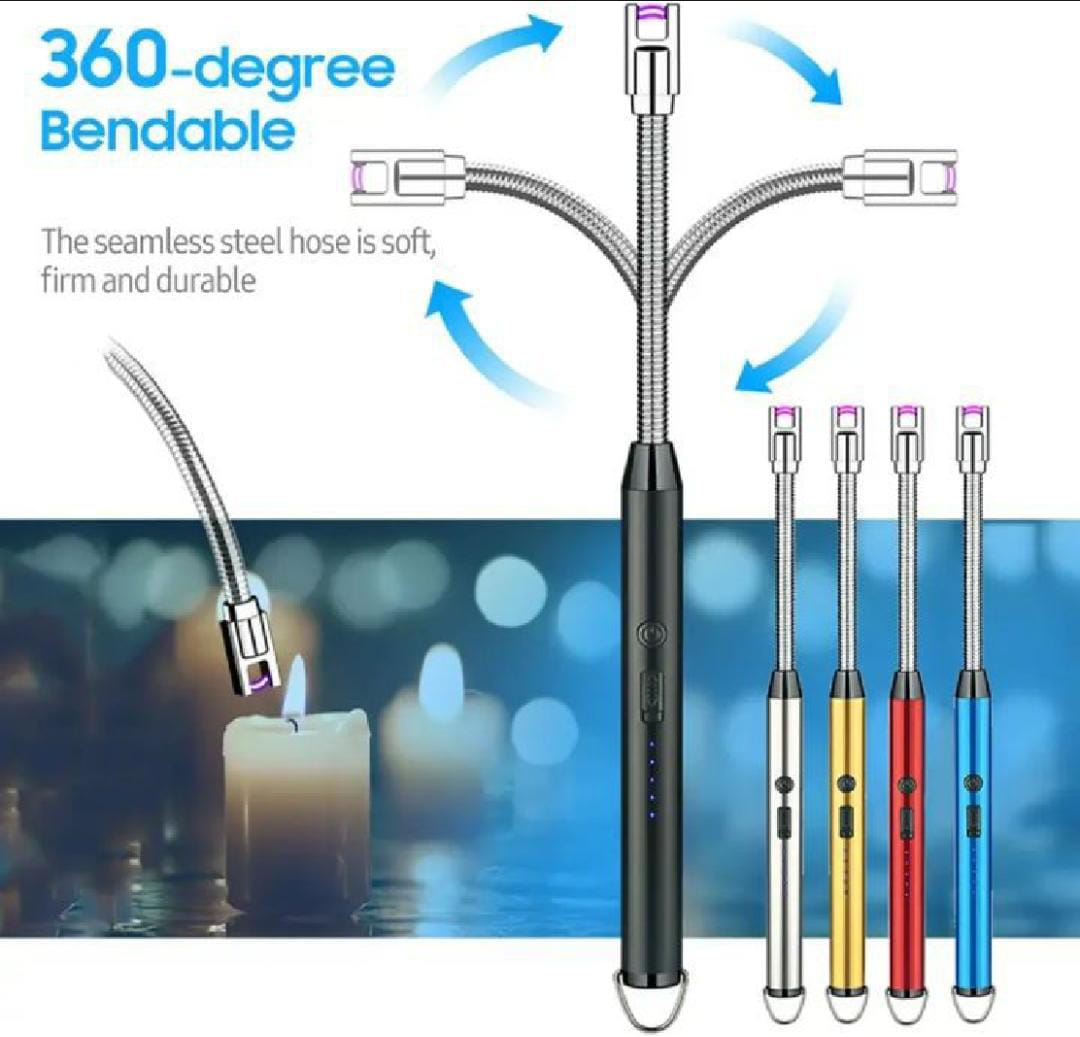 Combo Deal Of Gas Saver Burner Stand + USB Rechargeable Arc Lighter | Best Quality Lighter and Gas Saver Burner ( Random Color ) - Image 2