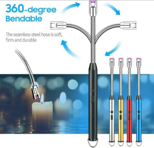 Combo Deal Of Gas Saver Burner Stand + USB Rechargeable Arc Lighter | Best Quality Lighter and Gas Saver Burner ( Random Color ) - Image 7