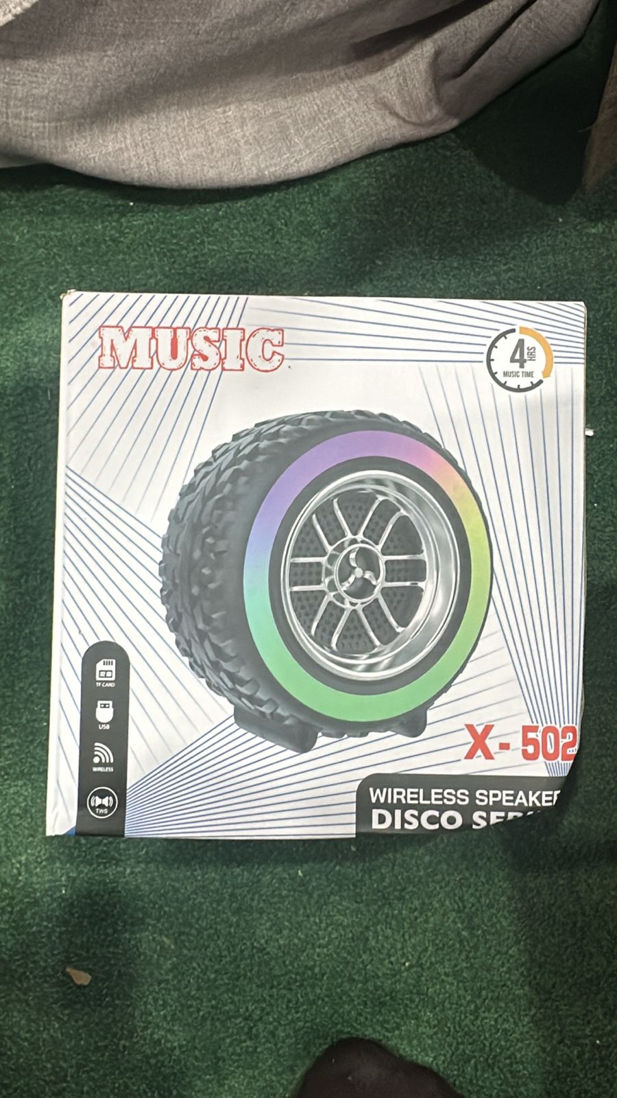 X-502 RGB Wheel-Shaped Wireless Speaker with Subwoofer Portable USB/BT Card Playback for Parties Computer Use - Image 2