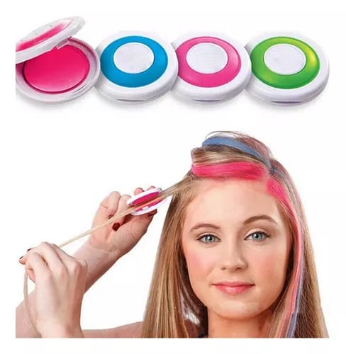 Pack Of 4 Temporary Hair Chalks  4 Colors Hair Dye Powder Temporary Hair Styling Chalk Salon  Hair Dye Powder Cake Washable - Image 5