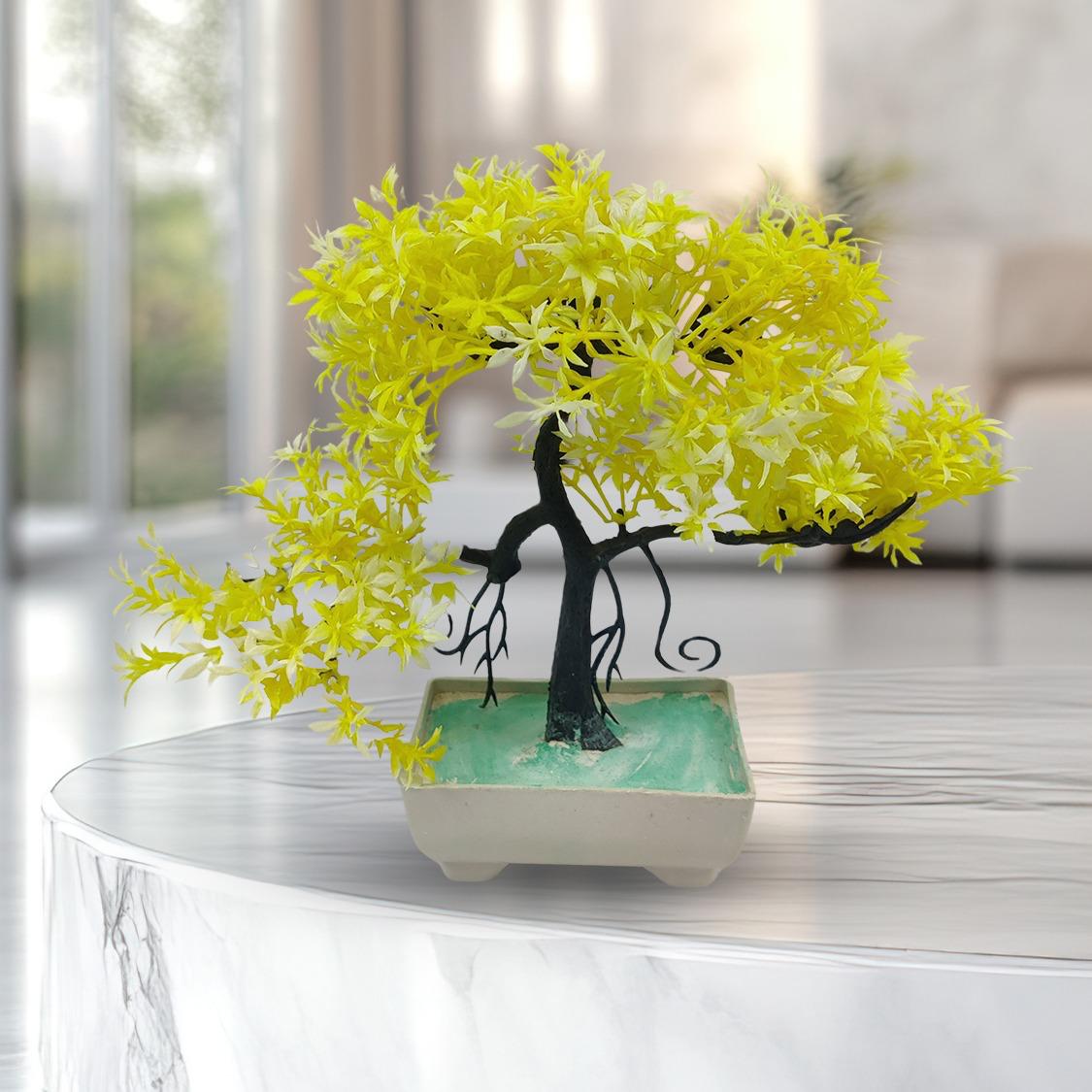 Pack Of 3 Bonsai Trees, ( Green, Yellow, Orange ) Room Decor Bonsai Tree for Home Bedroom Farmhouse Office Desk Decor, Artificial Bonsai Trees | Fake Pot | Best Artificial Pot - Image 4