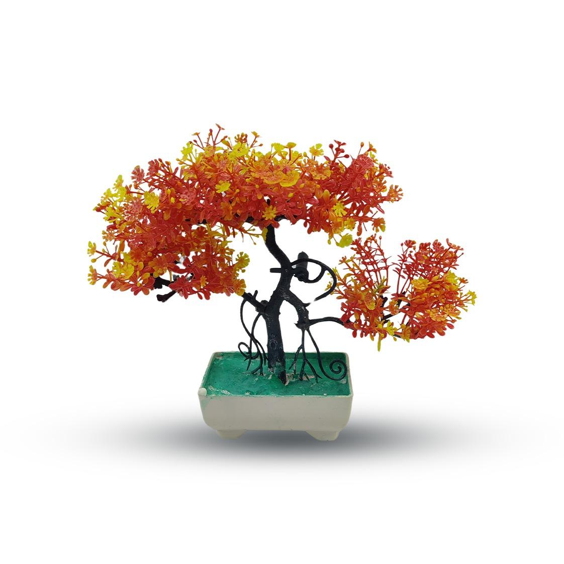 Orange Artificial Bonsai Tree ( 1 Piece )–    Bonsai Tree Room Decor for Home, Office & Bedroom | Best Artificial Pot - Image 2