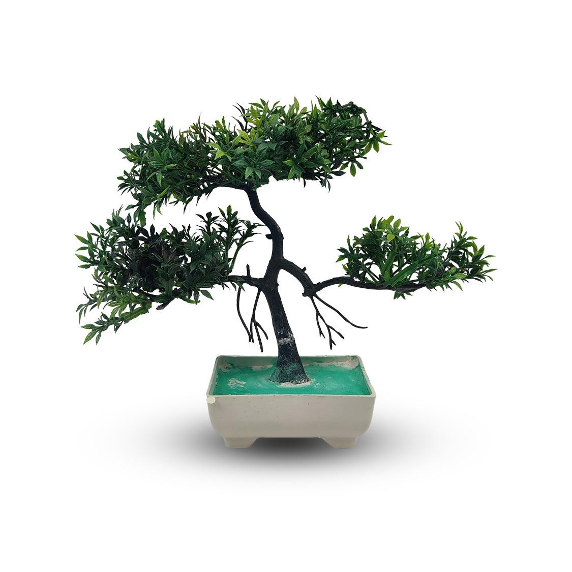 Green Artificial Bonsai Tree ( 1 Piece )–   Bonsai Tree Room Decor for Home, Office & Bedroom | Best Artificial plaster Pot - Image 3