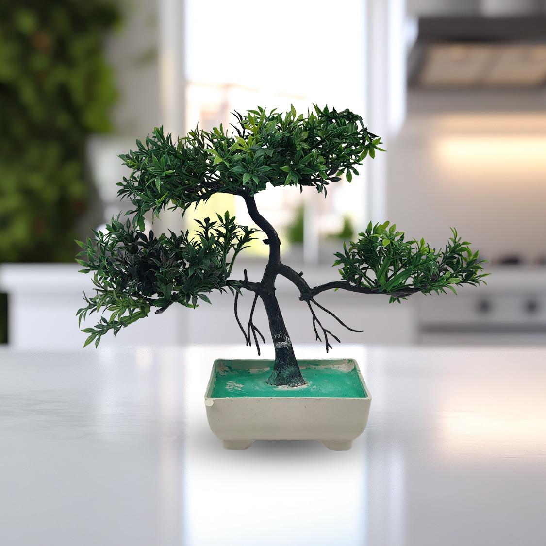 Green Artificial Bonsai Tree ( 1 Piece )–   Bonsai Tree Room Decor for Home, Office & Bedroom | Best Artificial plaster Pot