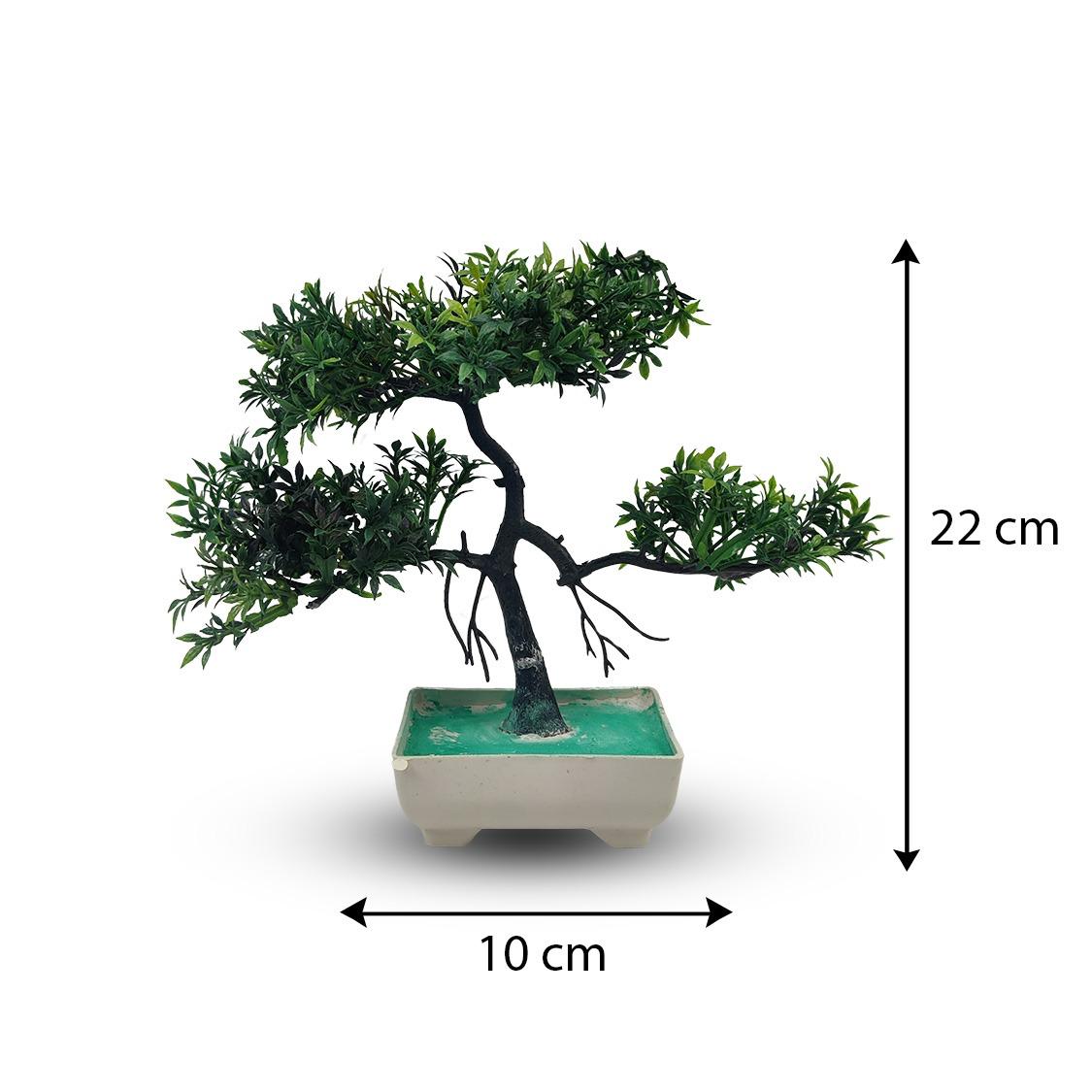 Green Artificial Bonsai Tree ( 1 Piece )–   Bonsai Tree Room Decor for Home, Office & Bedroom | Best Artificial plaster Pot - Image 4