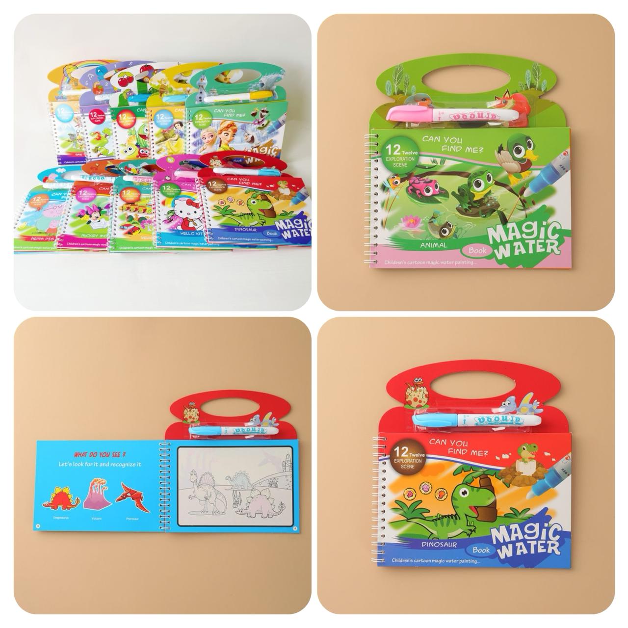 New Magic Water Book Painting Drawing Coloring Board Book Magic Water Pen (random book ) - Image 6