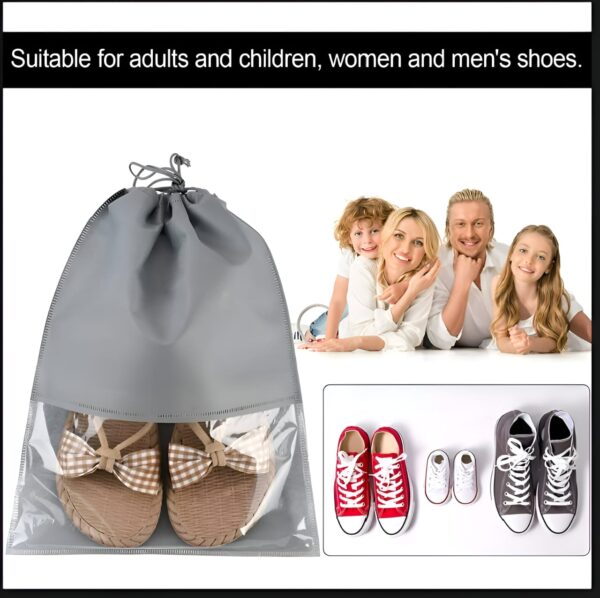 1 peice Shoe Organizer Travel Shoes Organizer Storage Bag / Shoe Bag with Drawstring and Transparent Window for Travel (random color) - Image 4