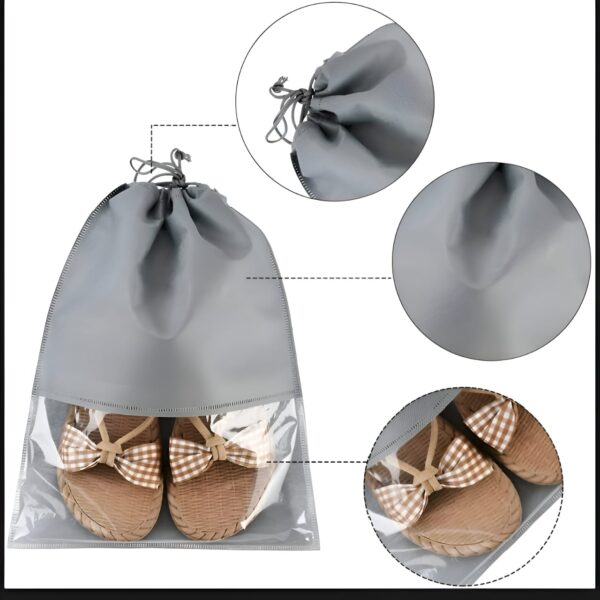 1 peice Shoe Organizer Travel Shoes Organizer Storage Bag / Shoe Bag with Drawstring and Transparent Window for Travel (random color) - Image 2