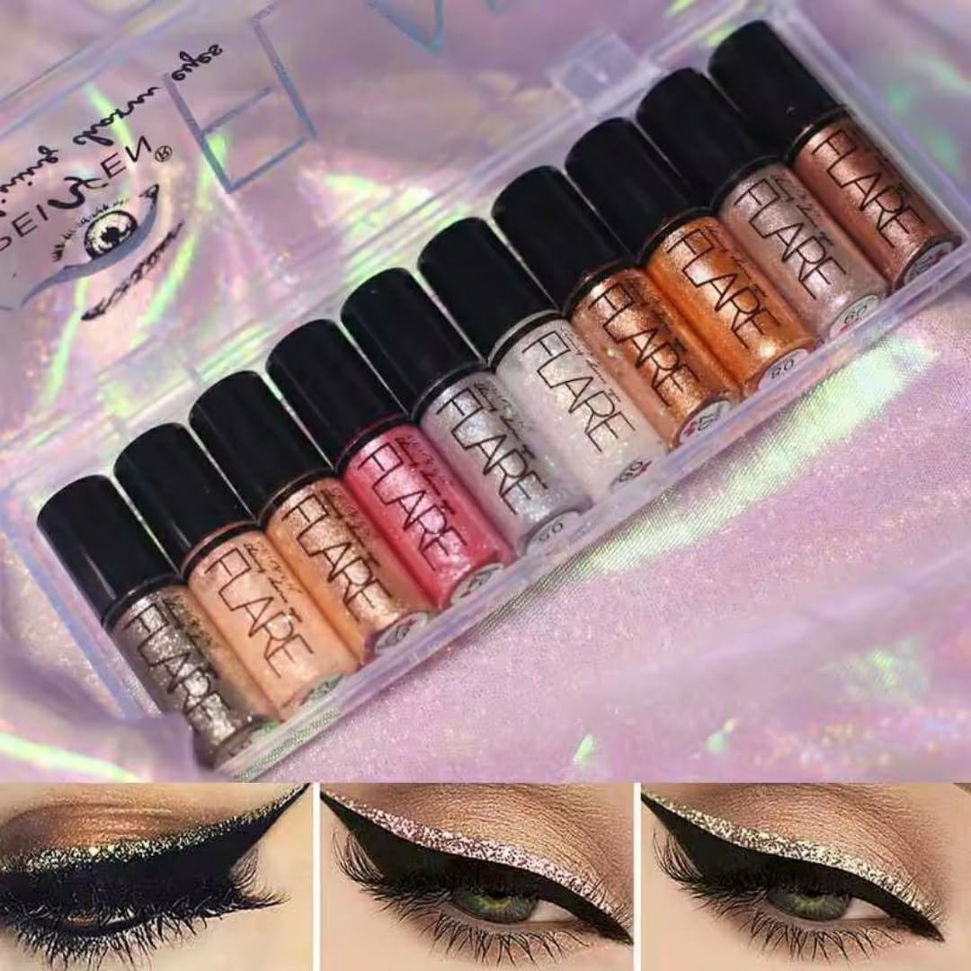 Pack of 6 Mocallure Metallic Shiny Waterproof Glitter Eyeshadow Liquid Eyeliner (Random Color) - Image 2